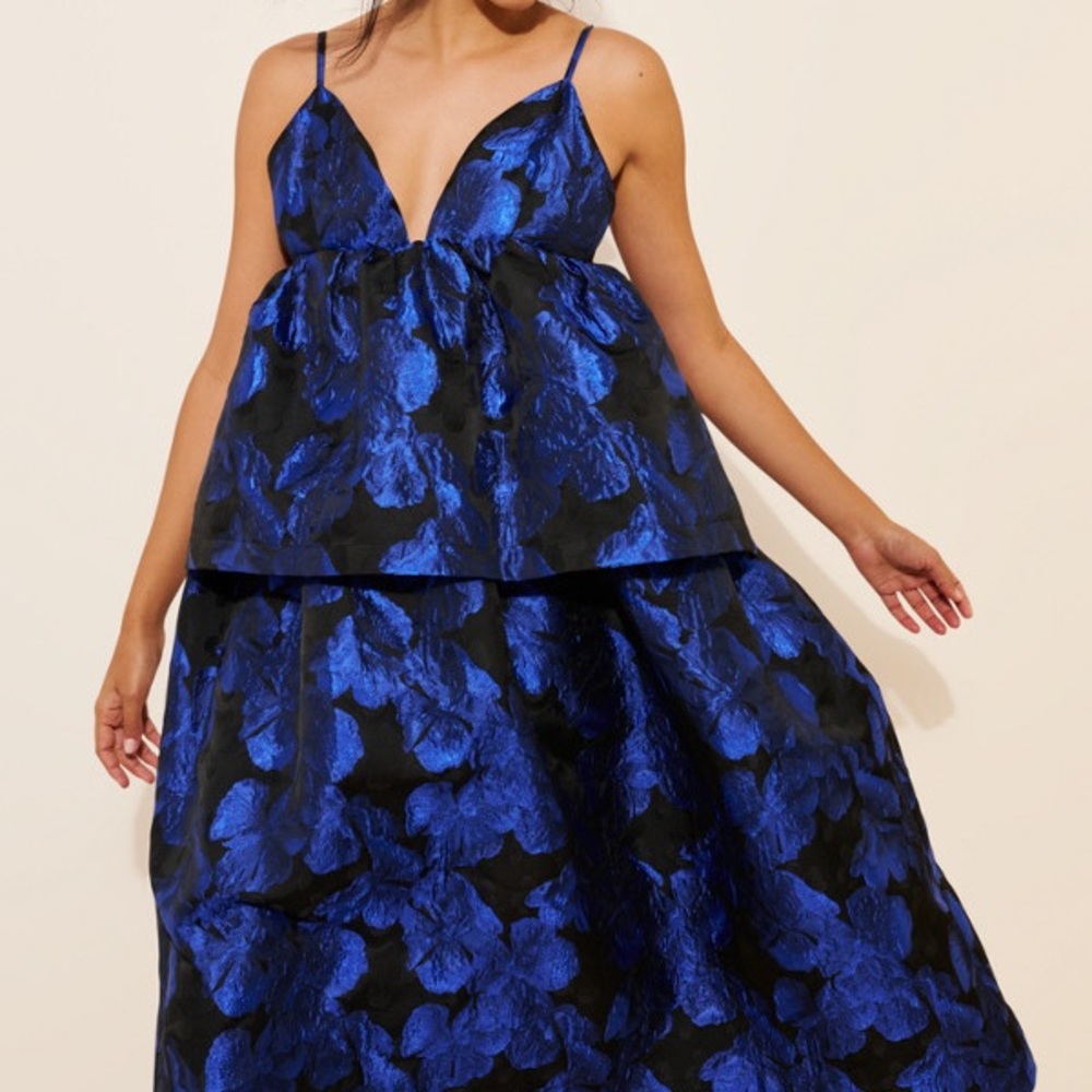 Elegant Blue and Black Women's Dress